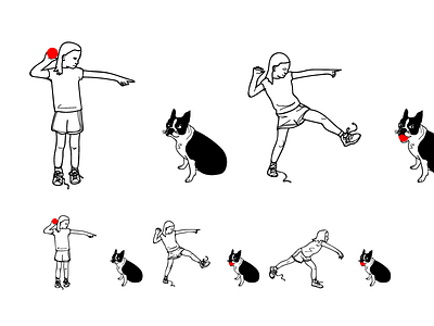 Go fetch wip dog fetch illustrator linedrawing performance throw vector