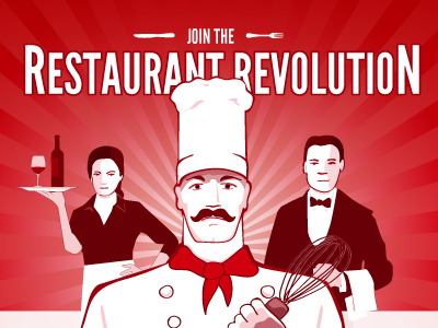 Restaurant Revolution microsite food illustration microsite propaganda red responsive design revolution vector
