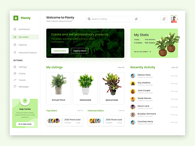 Marketplace Dashboard for Plants