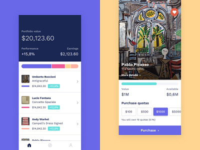 Art App app art explore finance gallery investment paintings portfolio ui
