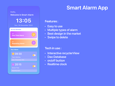 Smart Alarm App (mager edition) android app application design idnbs illustration mobile ui
