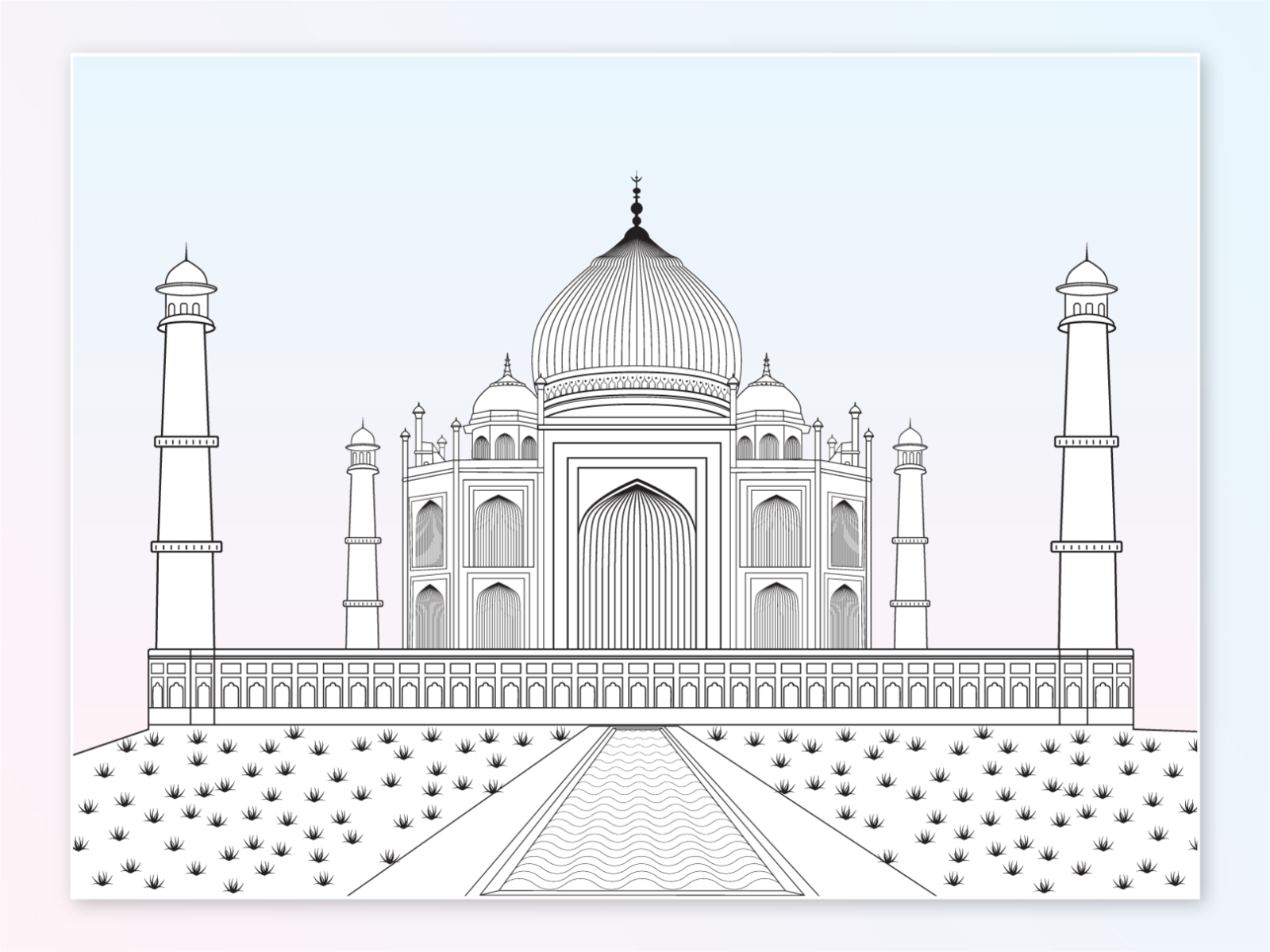 Easy How to Draw the Taj Mahal Tutorial and Taj Mahal Coloring Pa | Taj  mahal art, Taj mahal drawing, Kids art projects