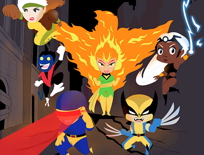 Chibi Xmen design illustration poster vector