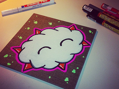 the happy cloud - canvas - acryl-paint acryl canvas happy cloud