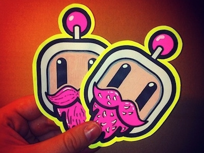 Handmade Stickers - Bomberman with Moustache