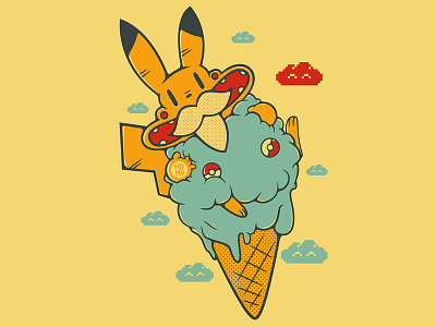 Pokemon - Moustache - Cloudartist - Momosimone icecream moustache pixel pokeball pokemon