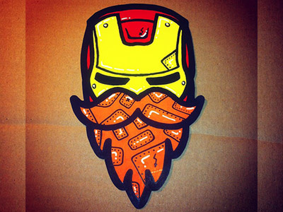 ironman - mega beard style - handmade stickers ironman stickers