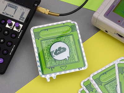 The slimy prismatic holographic game cartridge! sticker sticker art stickers