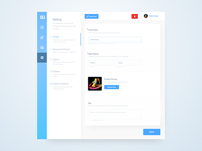 Simple Setting Page blog blue clean explore interface setting simple ui ux