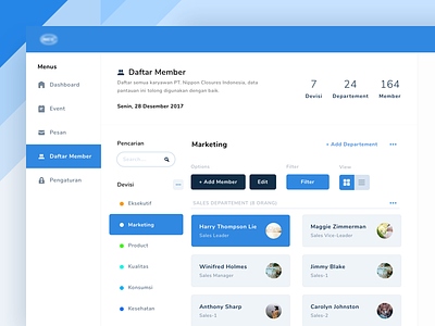 Dashboard Member Page | Explore Idea chat clean dashboard event gradient group member minimalist setting simple ui ux