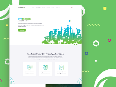 Media Move - City Friendly Advertising city clean concept gradient green landing page media move nature simple ui ux