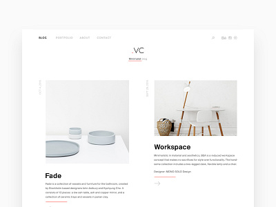 Blog page blog clear minimalism page red ui web white