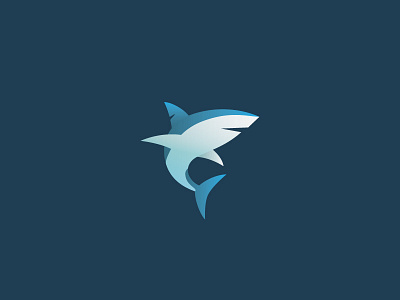 White shark animal branding fish flat gradient logo logotype mark minimalism shark white