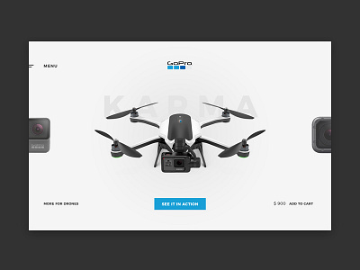 GoPro Karma blue camera card concept drone gopro karma product redesign sport ui web