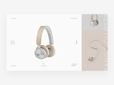 Bang & Olufsen bang olufsen clean concept ecommerce flat headphones logo logotype luxery mark minimalism minimalist music simple slider sound ui web website white