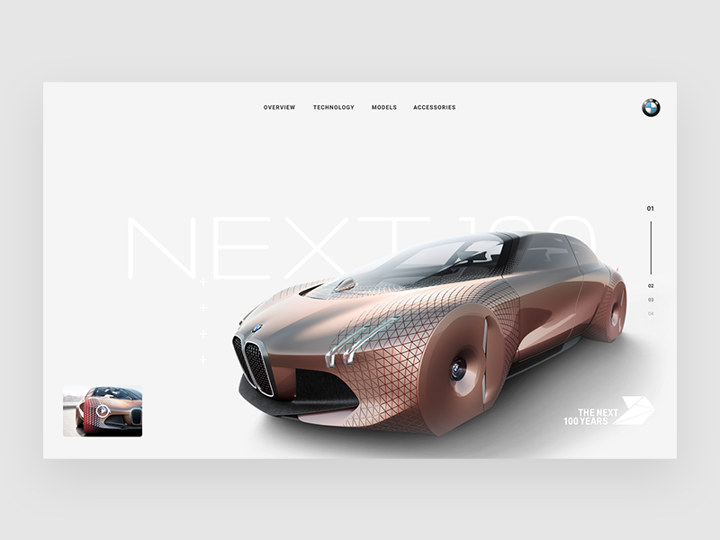 BMW Next 100 germany auto website banner vision presentation inteface website technologies technology future tesla electrocar electric i8 white car next100 concept web bmw