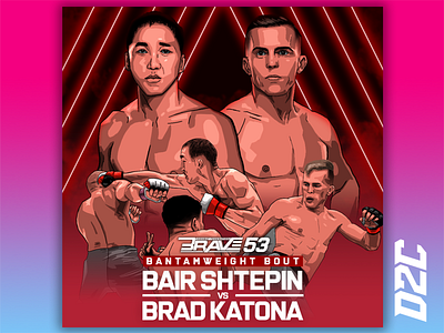Bravecf 53 Bair Shtepin vs Brad Katona boxing branding design fighting illustration mma ufc