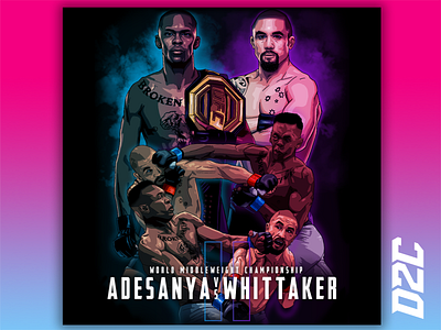 Adesanya vs Whittaker 2 Illustration boxing branding design fighting illustration mma ufc