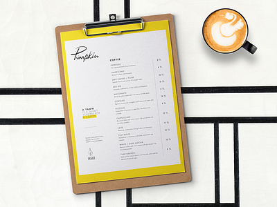 Pumpkin Café / Menu Design cafe coffee design layout menu yellow