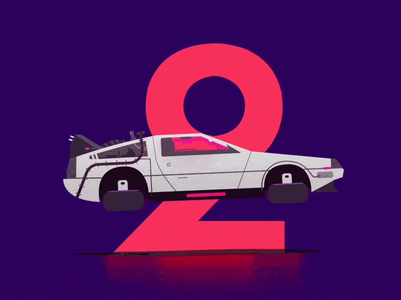 Hovering a DeLorean 2d after effects animation backtothefuture car delorean future illustration motion animation synthwave vehicle