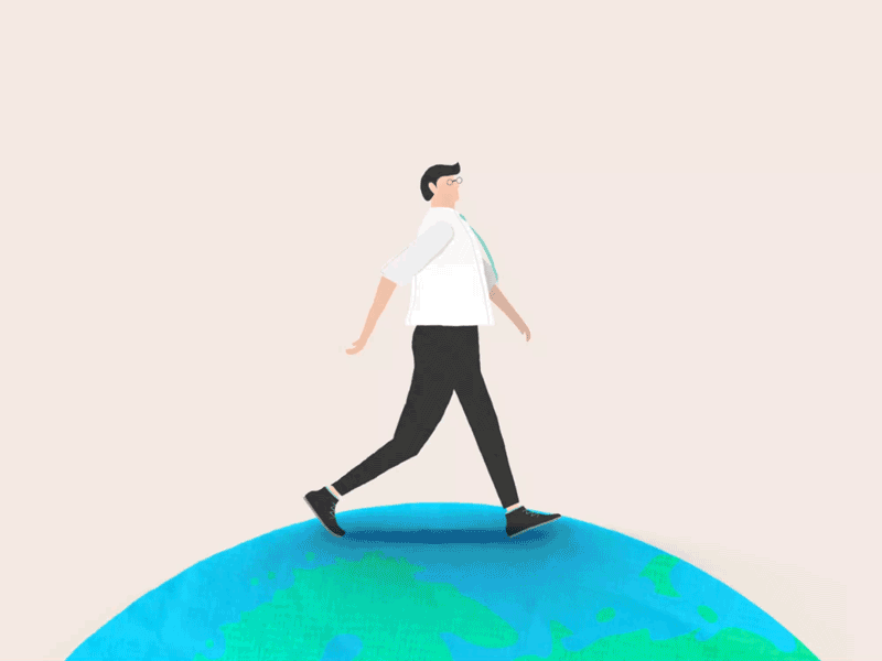 Walk Around the World 2d animation business man illustration walk walkcycle world
