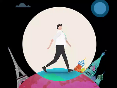 Walking Around the World animation animation 2d around the world businessman businessperson framebyframe walk walk cycle walk through walkcycle walking walkthrough world