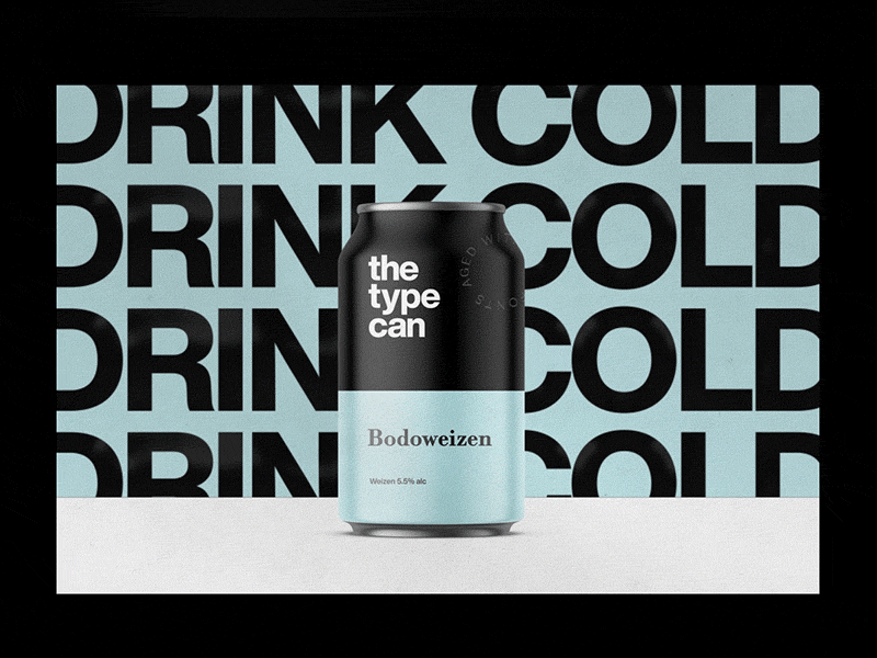 🍺 Drink Cold - The type can animation beer bodoni bodoville bodoweizen branding helvetica label label packaging labeldesign logo packaging type typecan typography