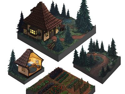 Witch house Isometric concept art concept design design digital art environment design game art graphic art graphic illustration