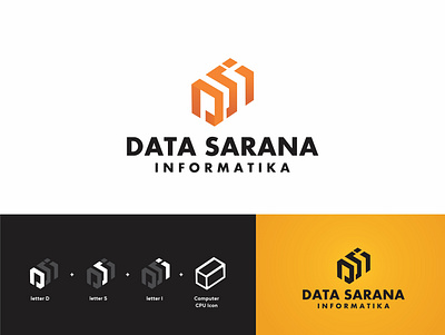 Logo DATA SARANA INFORMATIKA app branding design graphic design icon illustration letter letter logo logo minimalist logo modern logo tech logo technology technology logo ui ux vector