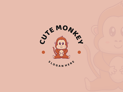 Cute Monkey Logo branding clean cute design graphic design illustration inspirations logo mascot minimal monkey simple typography ui vector