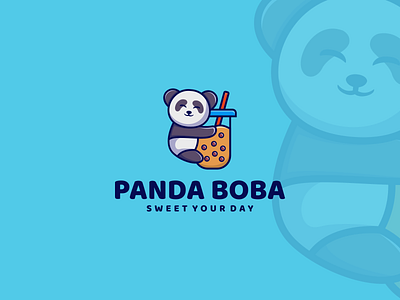 Panda Boba boba branding clean cute design graphic design illustration inspiration inspirations logo mascot panda vector