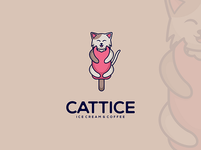 Cattice Logo branding cartoon cat clean cute design graphic design hug ice cream illustration inspirations logo mascot simple vector