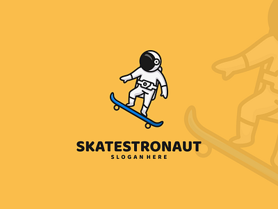 Skatestronaut Logo astronaut branding cartoon clean cute design graphic design illustration mascot minimal simple skateboard