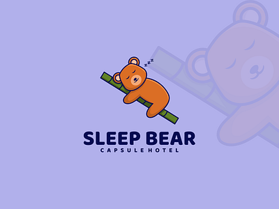 Sleep Bear Logo bear branding cartoon clean cute design graphic design hug illustration logo mascot minimal simple sleep tree vector