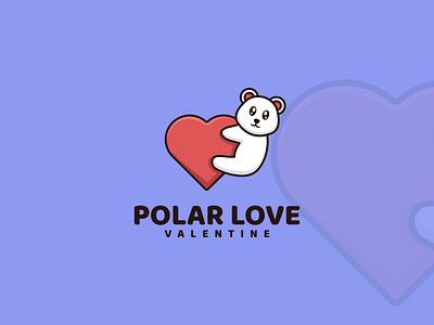 Polar Love Logo adorable animal branding cartoon clean cute design graphic design illustration logo love mascot polar bear valentine vector