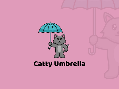 Catty Umbrella Logo branding cartoon cat clean cute design graphic design illustration logo mascot pet rain rainy simple ui umbrella vector