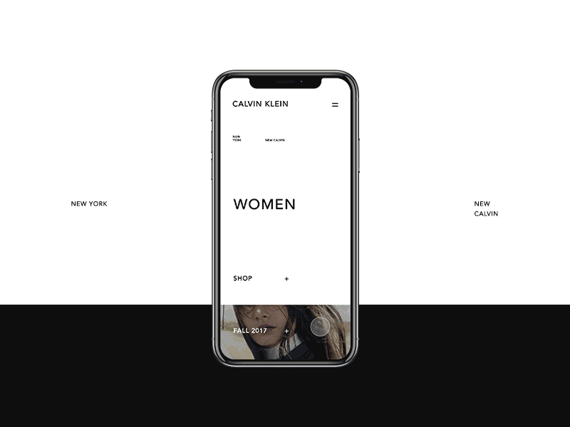 Woman Section Mobile calvin klein concept design fashion iphone x mobile motion shop ux web