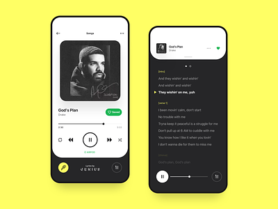 Spotify + Genius Concept animation app apple cards deezer genius gif interaction ios iphone x lyrics minimal motion music player playlist spotify ui ux video