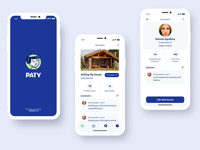 Patty an AI assistant for Real State app design buisness clean ia illustration interaction ios logo minimalistic profile real state sales splash ui ux