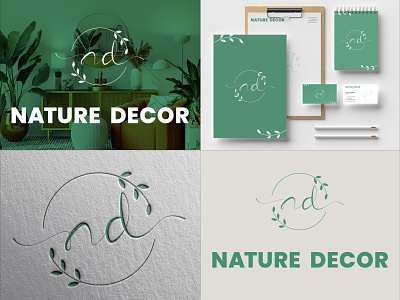 Nature Decor | Branding branding business card letter mark logo logo design minimal logo modern logo monogram simple logo stationery design