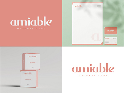 Amiable | Branding brand identity branding business card cosmetic logo letter mark logo logo design logotype modern logo simple logo stationery design wordmark