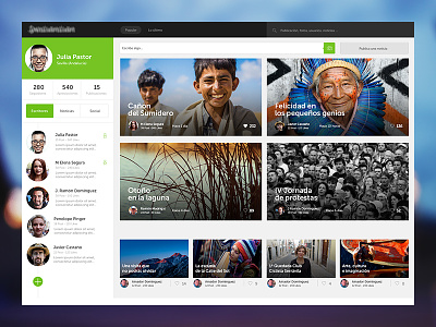 Social news website design designer flat interfacer menu new photo profile social ui user website