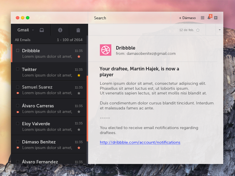 Yosemite - Gmail yosemite gmail mail mac dribbble buttons widget