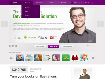 Developer Website button concept demo design image menu minimal photoshop psd slide texture web website