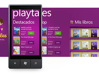Playtales for Windows Phone 7 aplication app book bookstore design metro mobile panorama photoshop task todo ui windows phone
