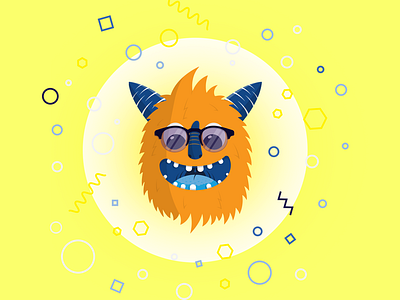 Nerdy creature hipster illustration monster nerd vector artwork yellow