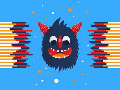 Happy blue creature happy illustration monster red vector artwork