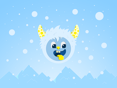 Cute arctic monster alternative arctic blue clean cold colors creature happy ice illustration monster vector artwork yellow