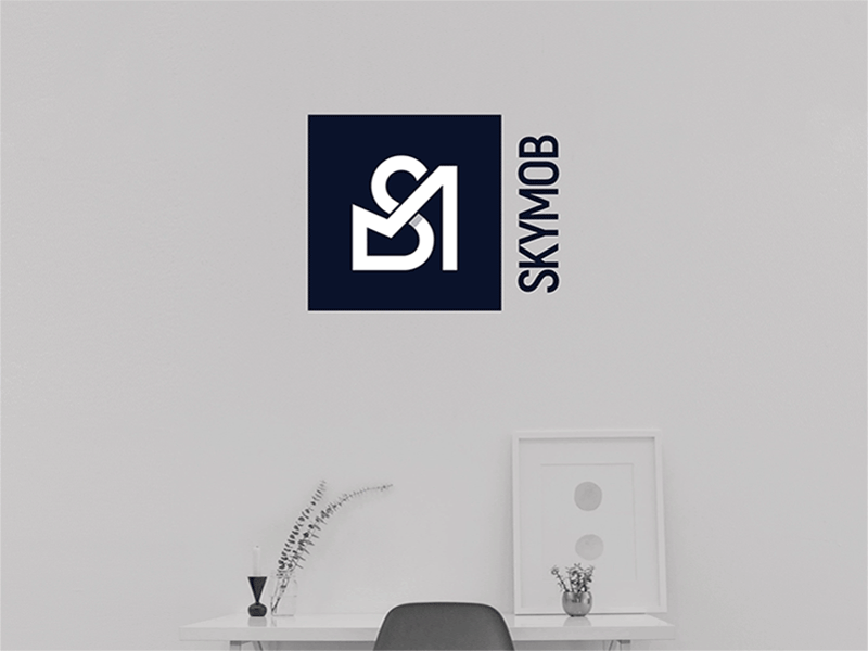 Skymob Logo Animation animation blue branding clean concept furniture logo logo logo animation motion graphics white