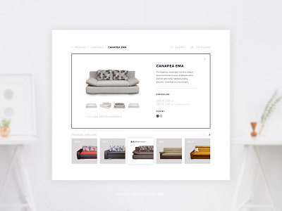 Product Detail Page blue furniture grey minimalistic design product catalog products page responsive design shop ui ui ux design web app web deisgn web page web shop